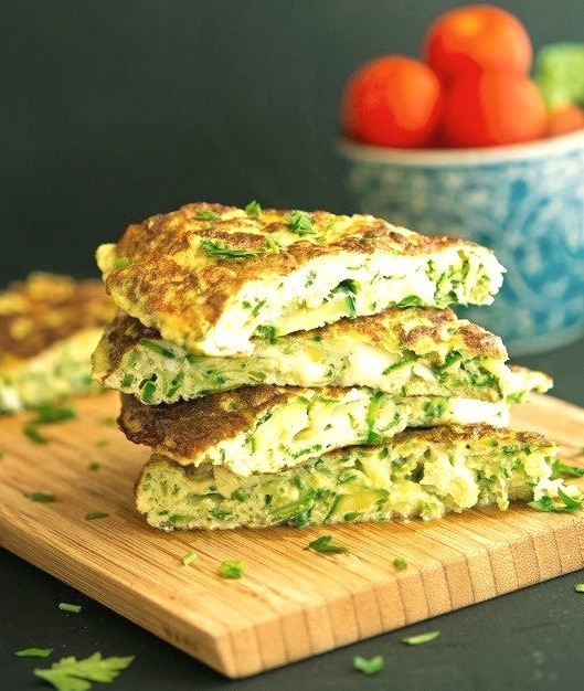 Frittata with Grated Zucchini, Goat Cheese and Dill